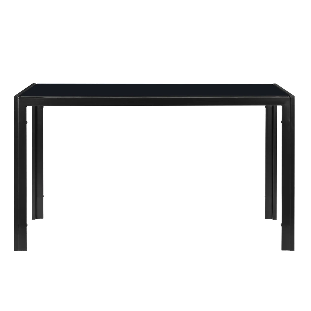 (134 x 70 x 75)cm Dining Table Simple Assembled Tempered Glass & Iron Dinner Table Black