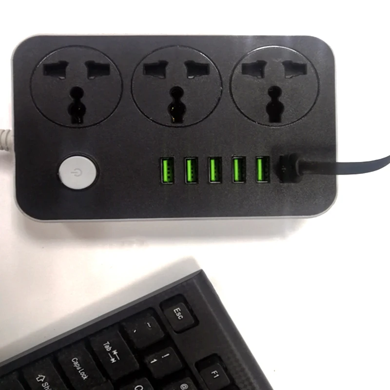 Usb Netsnoer Socket Netwerk Filter Smart Eu Plug 3 Socket 6USB Poort 1.8M Extension Socket Lijn Multi-plug Socket Adapter
