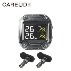 Wileless Motorcycle TPMS Careud Tire Pressure Monitoring System Digital LCD With Two Internal/External Sensors Easy to use