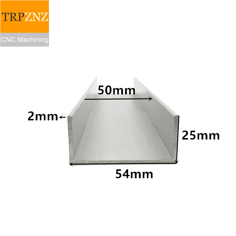 U-shape Aluminum, 54mm x 25mm x 2mm,Outer width 54mm, length 50cm,aluminum alloy glass covered edge strip