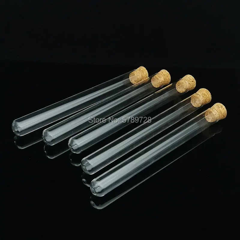 10pcs 20x200mm Glass round bottom test tube with cork stopper,thickwalls flat - mouth lab test tubes Used in chemistry lab