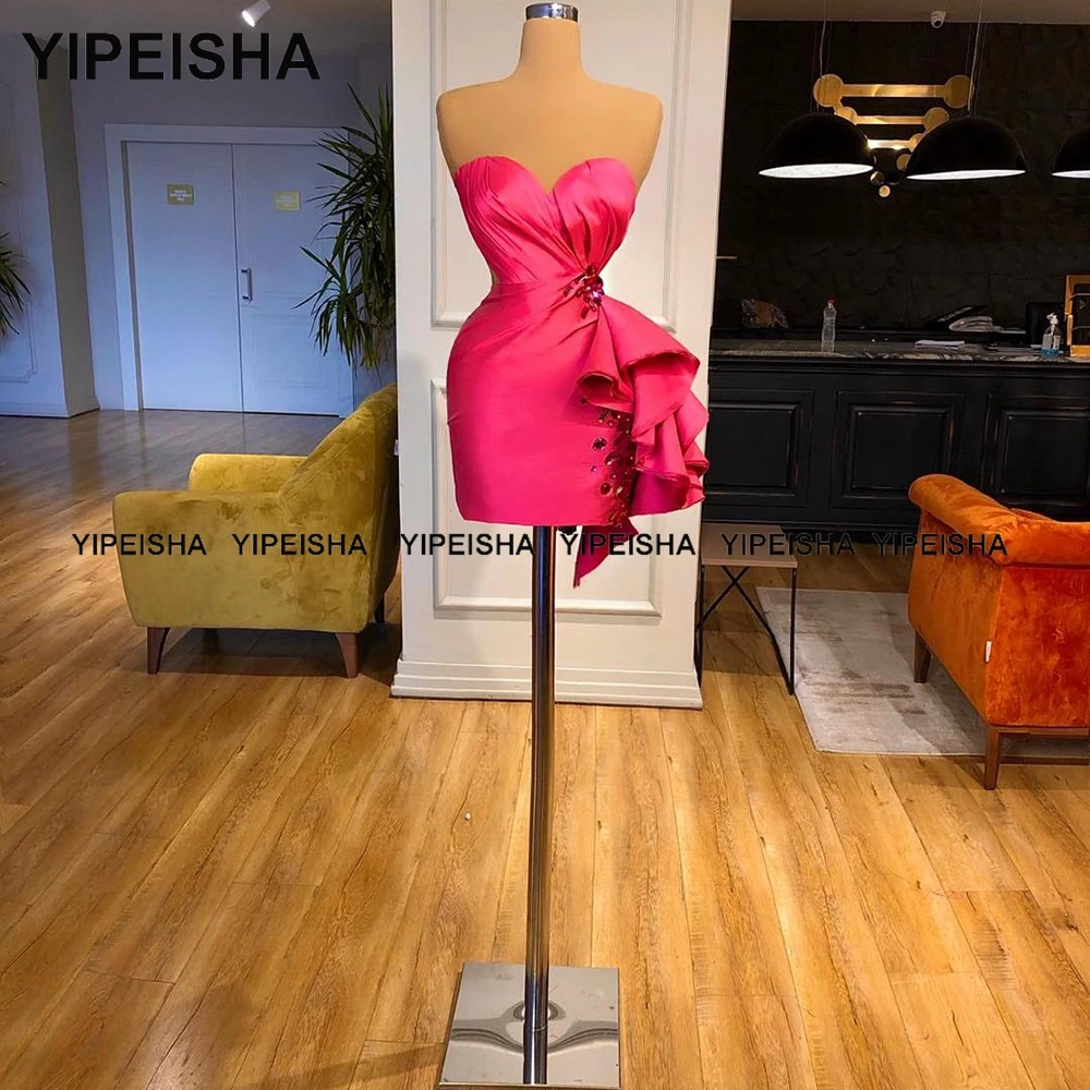 Yipeisha – Robe de Cocktail en Fuchsia, Corset en cœur, fourreau, Sexy, Mini Robe de spectacle, Robe de soirée courte, personnalisée