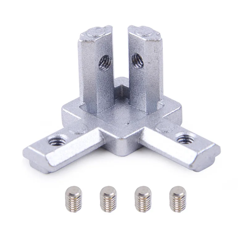 1pc Silver 2020 L Type 3-Dimensional Bracket Concealed Corner Connector Eu Standard 20/30/40Aluminum Profile Parts with Top wire