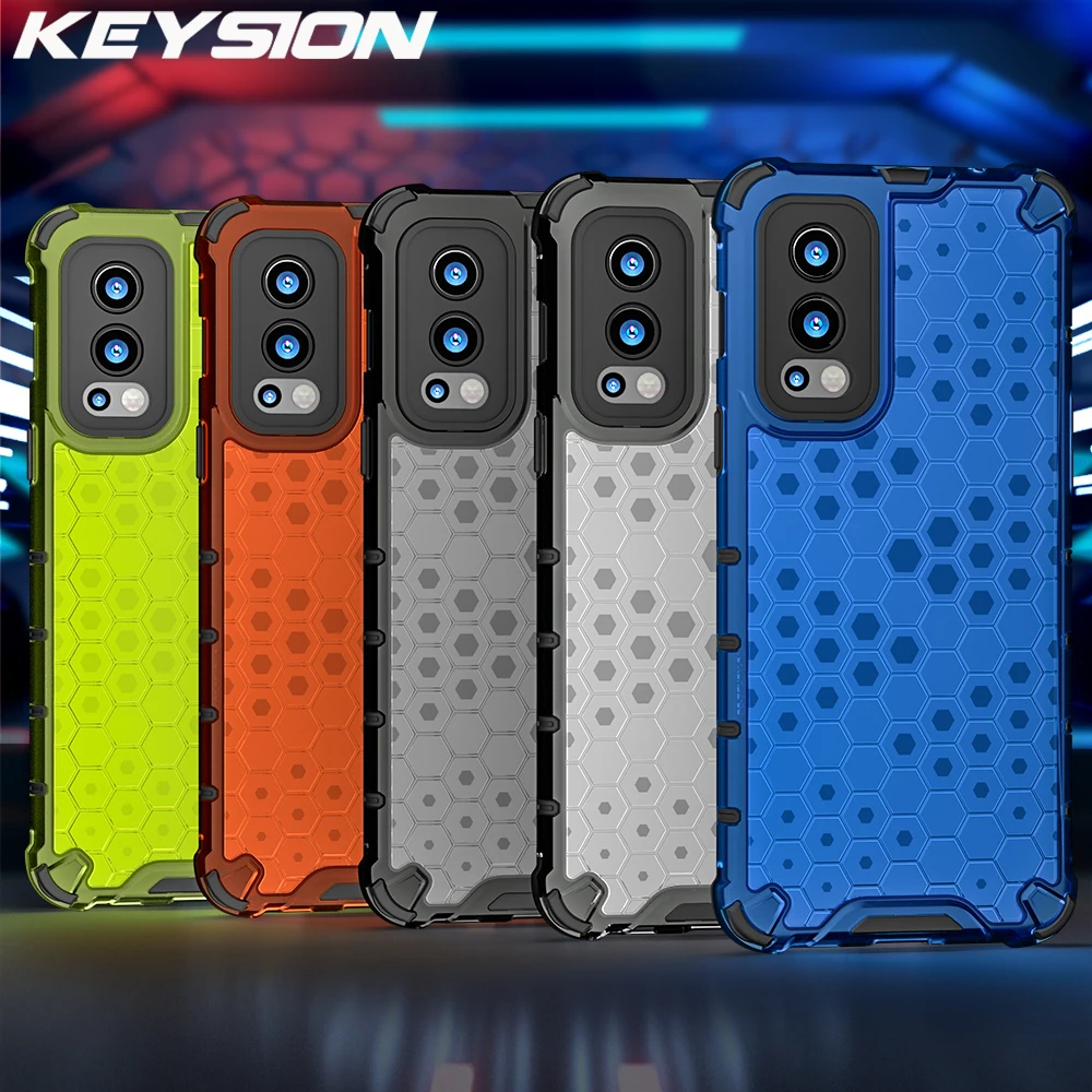 

KEYSION Shockproof Armor Case for Oneplus Nord 2 5G 2in1 Silicone + PC Honeycomb Phone Back Cover for Oneplus 9 9 Pro 9R 7T