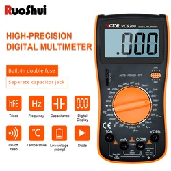 VC9208 Multimetro professionale AC/DC 750V 1000V LCD Mini sonda Multimetro digitale per voltmetro amperometro Ohm Tester Meter Tools