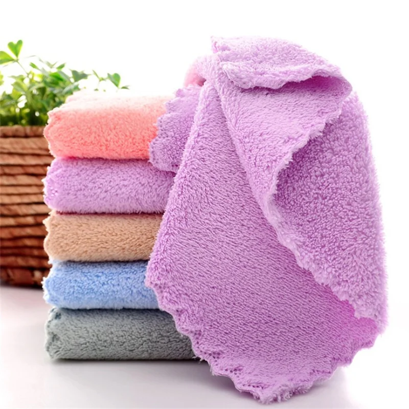 Coral Velvet Hand Towel Face Towel Thickened Soft Absorbent Kitchen Dishwashing Dishcloth for Bathroom Quick Dry 5Pcs Set