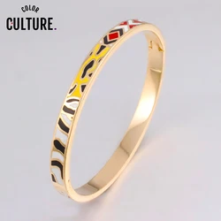 Color Culture Dubai Jewelry 0.6mm Slim  Delicate  Steel Bangles for Women Leopard Pattern Design