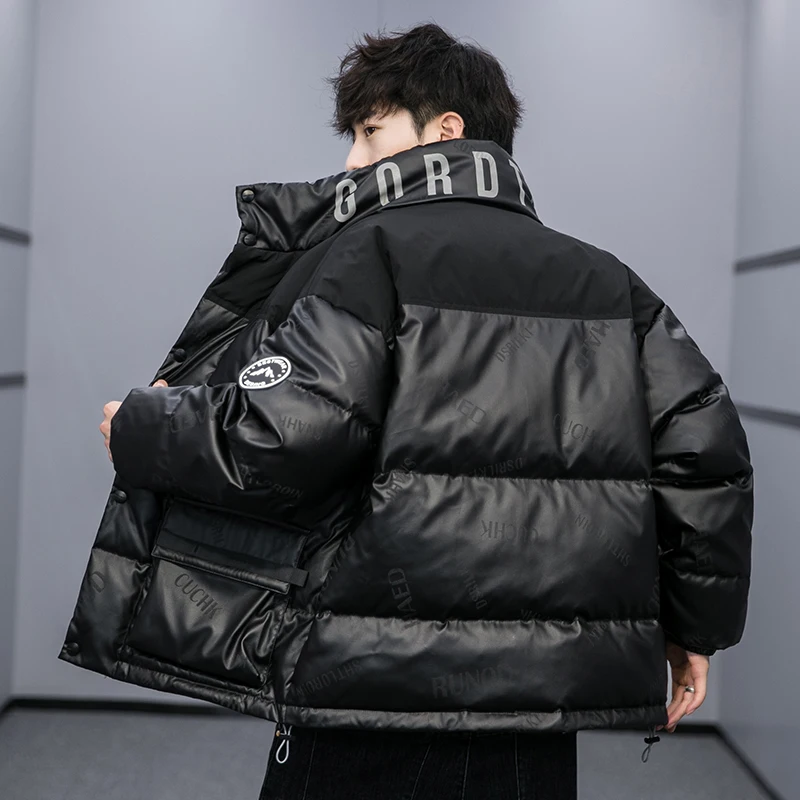 Down jacket men 2021 new winter coat male trend INS versatile thickened warm clothes white duck down loose bread coat for office