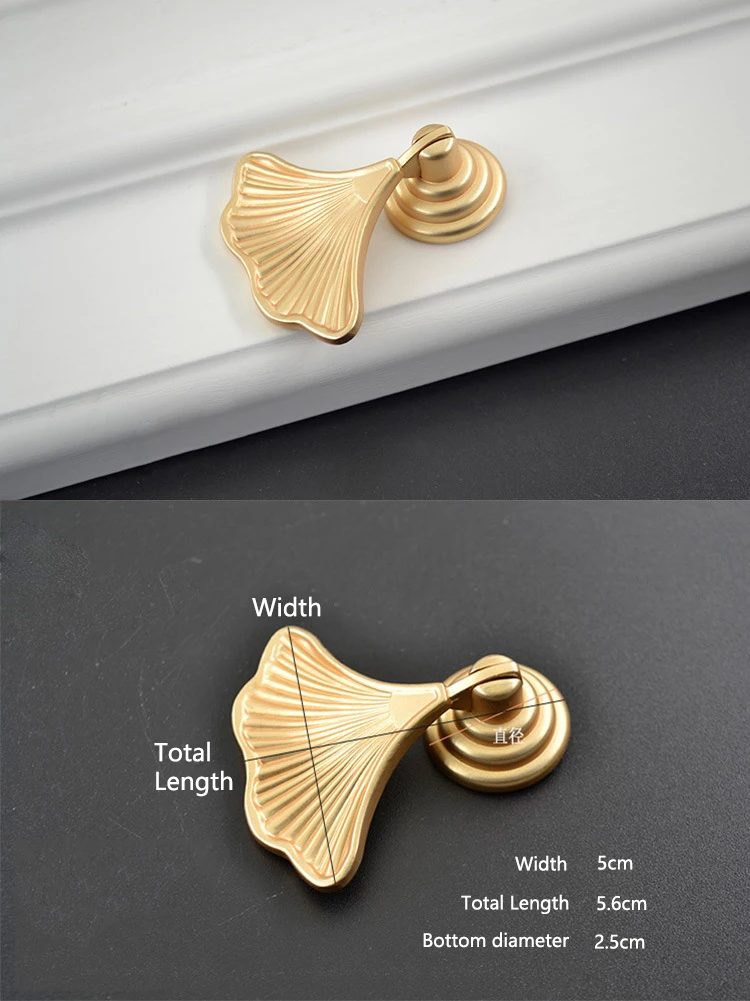 YUTOKO Gold Blatt 1 Stück Messing Griffe Möbel Cabint Zieht Luxus Schrank Kommode Schrank Schrank Schublade Zieht Knöpfe DLS01 – Detail 7