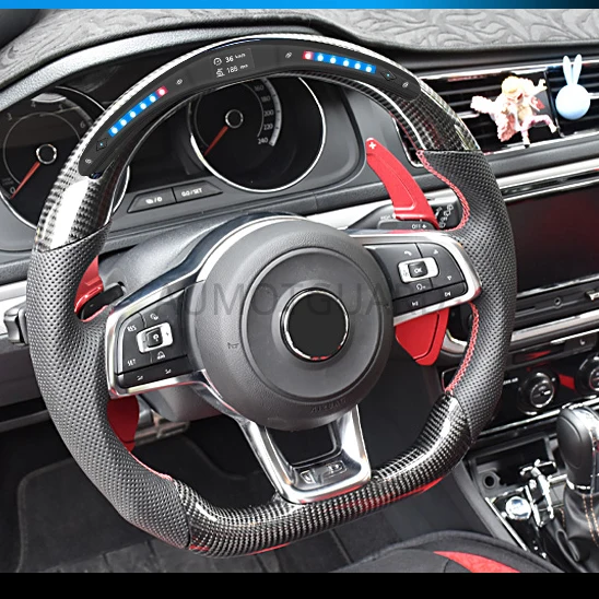 

Real Carbon Fiber LED Steering Wheel compatible for Volkswagen GOLF 7 MK7 for GTI GTD GLI GT GTE R LINE