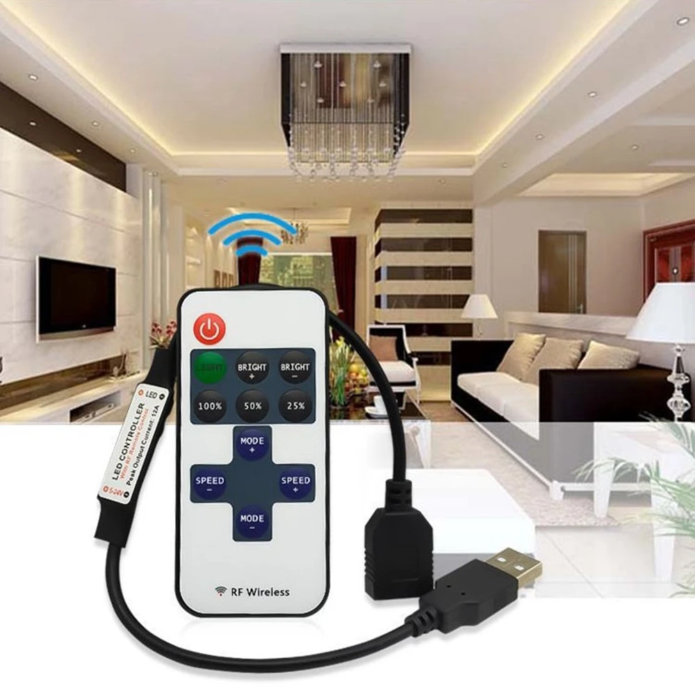 Mini 11Keys RF Wireless Led Remote Controller Led Dimmer Controller For Single Color Light Strip SMD5050/3528/5730/5630/3014