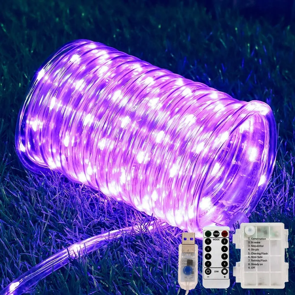 Christmas New Year 2025 Festoon Led Light Decorations For Home Outdoor Led Tube Rope String Light 10/15M Battery Operated