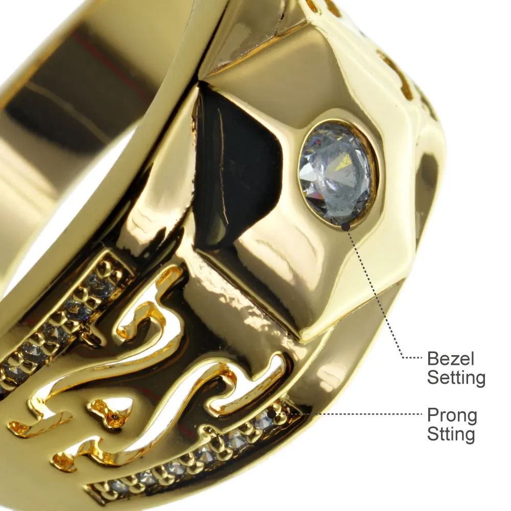 Men gold Vacuum plating wedding engagement ring band (R285) Size 8 9 10 11 12 13 14 15