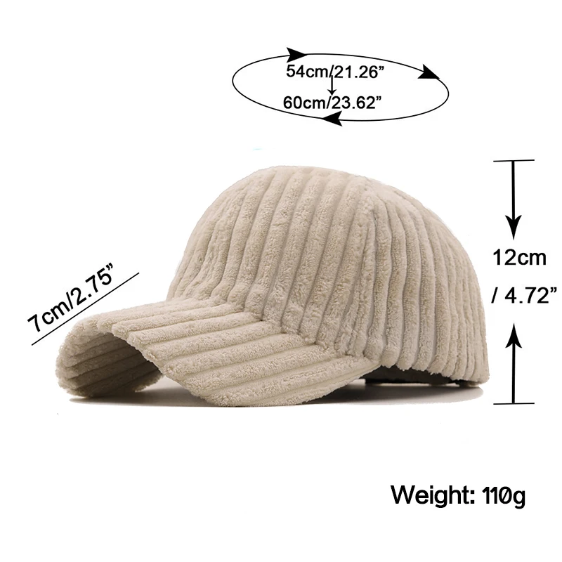 Simple Corduroy Girl winter Baseball Cap  Women Casquette Fitted Hats Gorra Trucker Cap Snapback Ladies warm Baseball Hat