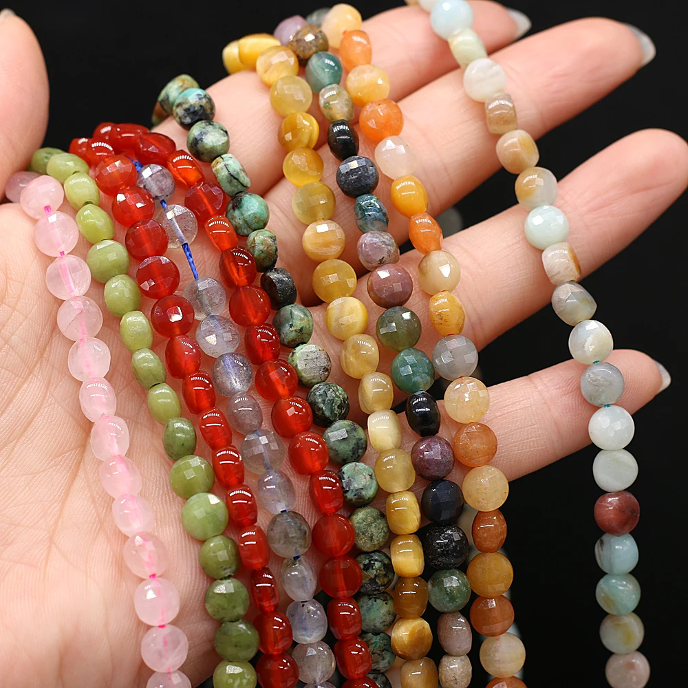 Natural Stone Beads Rose Quartz/Chrysolite/Emerald/Agate/Unakite Faceted Bead For Jewelry Making DIY Necklace Bracelet Accessory