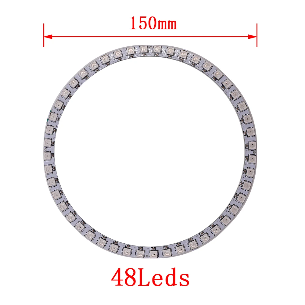 5V LED pierścień twarde paski WS2812B światło RGB 30cm 50mm 60mm 70mm 90mm 110mm 150mm 170mm Angel Eyes ledowa żarówka do reflektorów lampy do samochodu