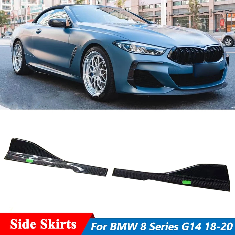 A Style Carbon Fiber Side Skirts Lip Trim Extensions For BMW 8 Series G14 G15 G16 M-Sport Car Tuning 2018-2020