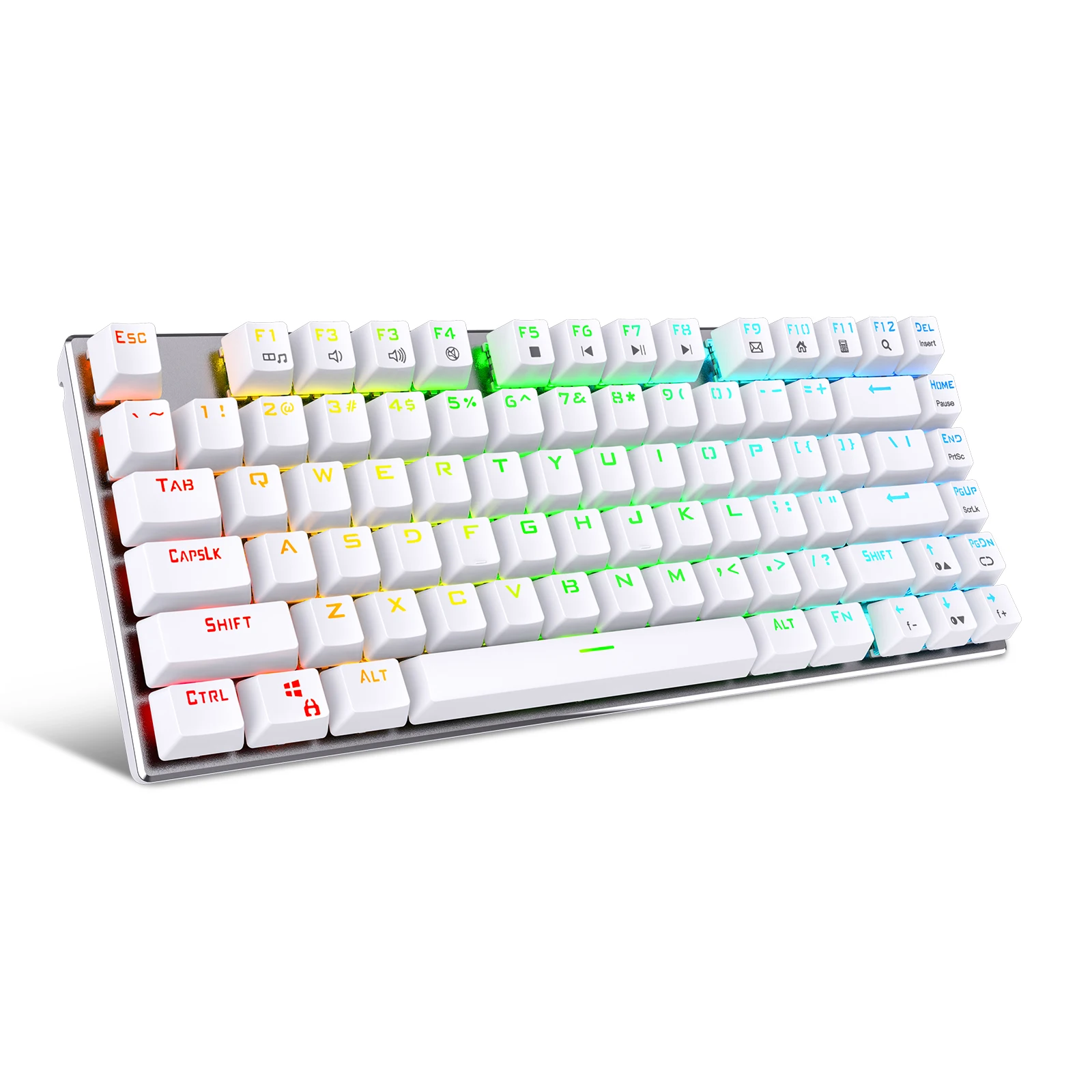 

Z-88 TKL Mechanical Keyboard : RGB Backlit Blue Switches Aluminum Compact Gaming Keyboard with Detachable Cable, White