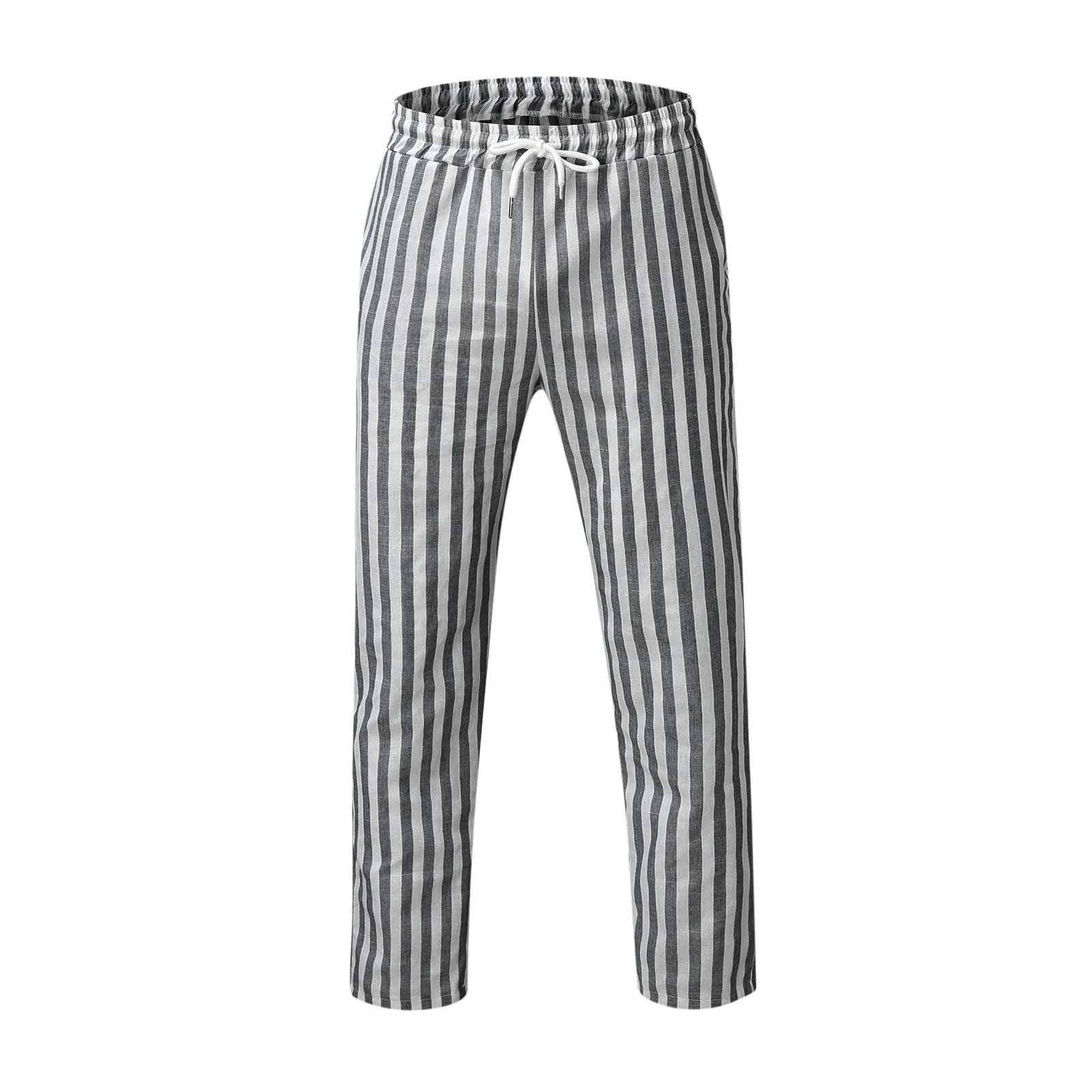 Casual Pants Men Striped Striped Cotton And Linen Pencil Pants Trousers Spring Autumn Male Loose Breathable Leg Pants Plus Size