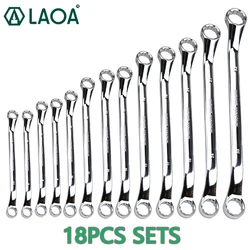 LAOA 18pcs Wrench Sets Double Ring Wrench Spline End Spanner Plum Wrenches Vehicle Repairing Tools