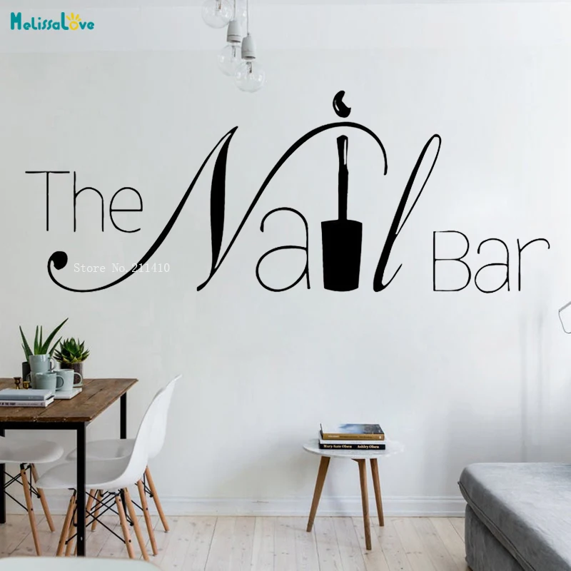 The Nail Bar Logo Wall Window Sticker Manicure Design Decals Self-adhesive Art Murals Poster Beauty Salon Decoration YT2092