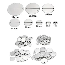 10-50pcs 6-30 mm Round Stainless Steel Stamping Blank Dog Tags Pendants DIY Bracelet Charm Jewelry Findings Supplies Wholesale