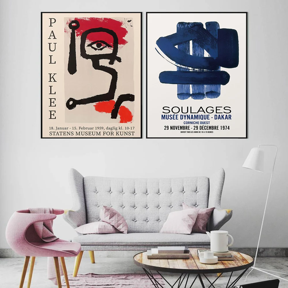 Abstract Paul Klee Eye Poster Canvas Painting Pierre Soulages Exhibition Museum Absthibition Picture Prints Wall Art Home Decor