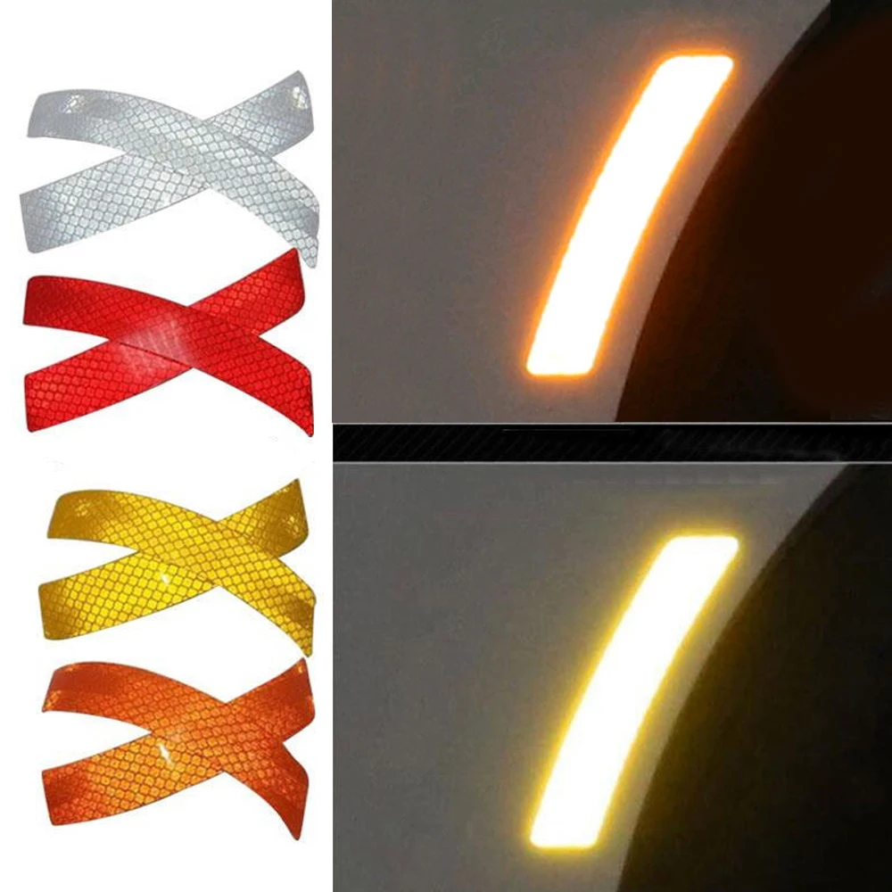 2pcs Car Bumper Wheel Eyebrow Fender Reflective Strip Alarm Sticker Warning Tape Car Styling Accessories Decoration