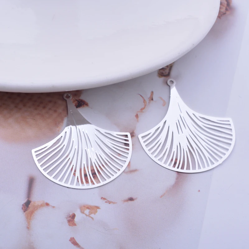 50 Stück AB5676 30*32mm Ginkgoblatt Charms Messing dünn Roségold Farbe Anhänger Ohrring Erkenntnisse – Detail 4