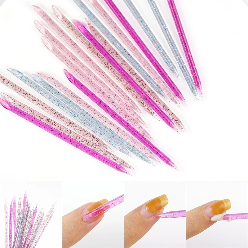 50/100Pcs Reusable Cuticle Pusher Crystal Stick Double End Nail Art Cuticle Remover Tool Pedicure Care Nail Manicure Tools