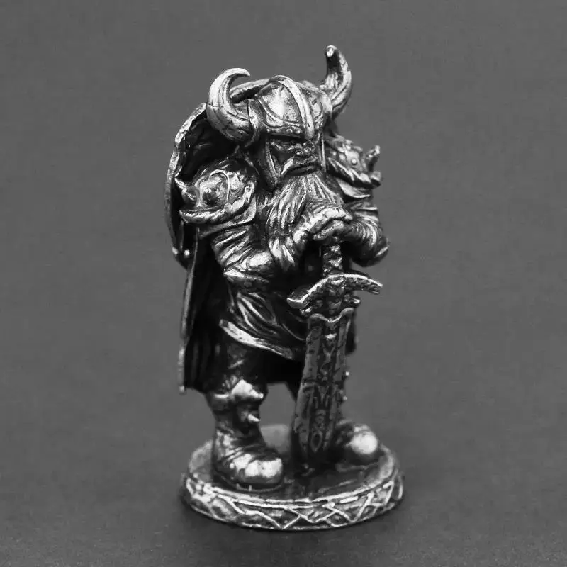 White Copper Viking Swordsman Figurines Miniatures Metal Brass Solider Model Desktop Ornament Craft Decoration Accessories Toy