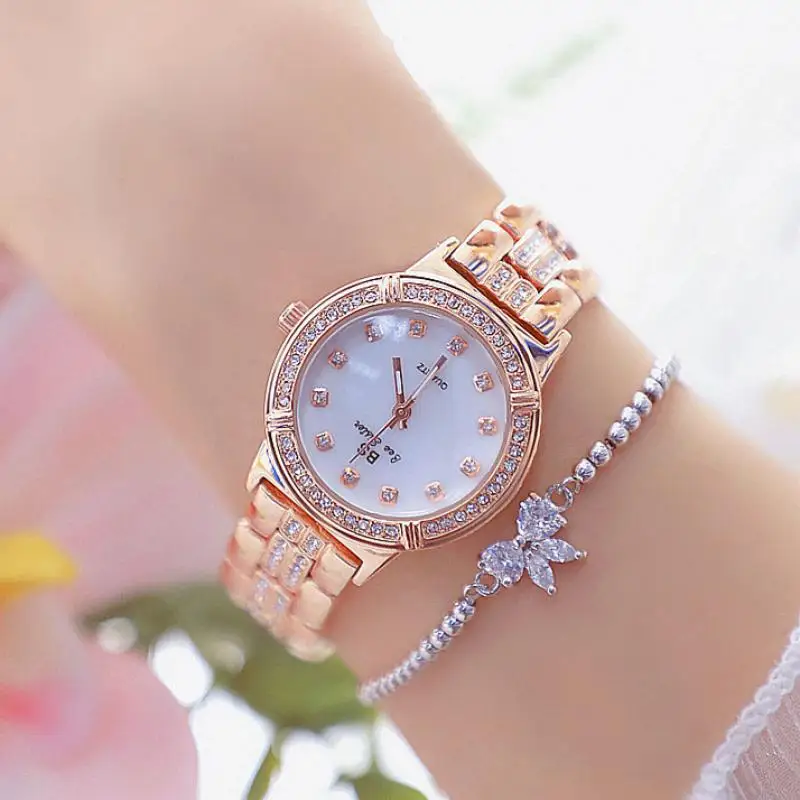 Rhinestone Ladies Quartz Watch Watches For Women BS New Korean Rose Gold Fashion Watchws Brand Female  For Bracelet Clocks Gift