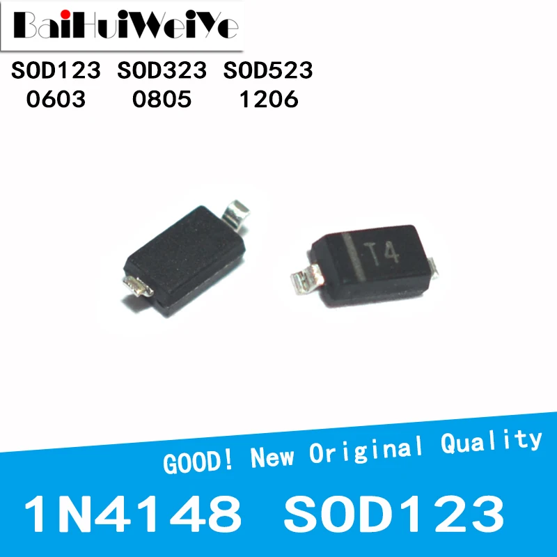 100 SZT./Partia 1N4148 1N4148W 1N4148WS 1N4148WT IN4148 Szybkie Diody Przełączające SOD123 1206 SOD323 0805 SOD523 0603 SMD Nowe