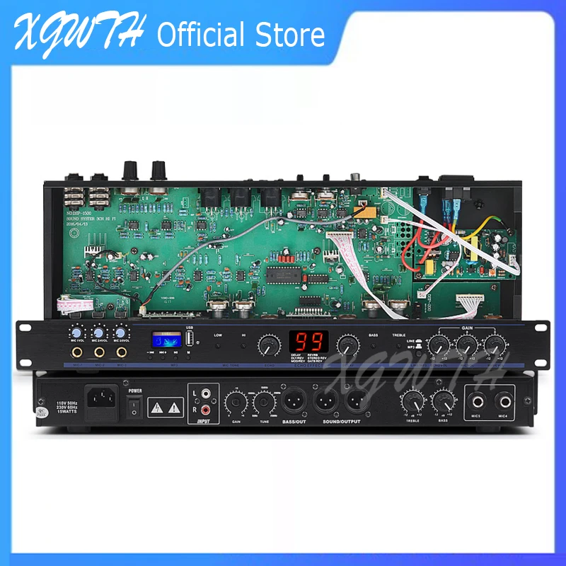 XGWTH Digital Pre-Effects Processor 99 DSP Reverb Effect Sound Controller System Audio DJ Equipment with USB for Karaoke Studio