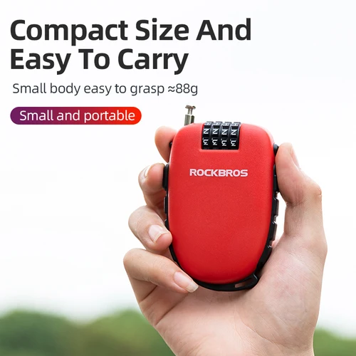Imagen 2 del producto ROCKBROS-candado telescópico para bicicleta, candado antirrobo con Cable, candado para casco, cadena para mochila, candado con contraseña para ciclismo, accesorios para bicicleta