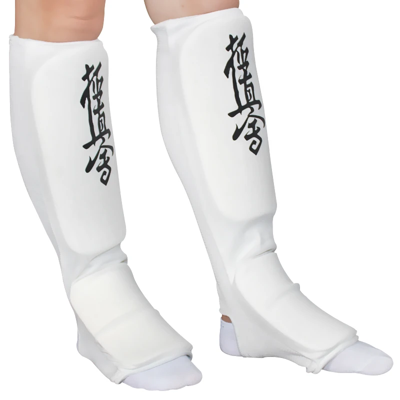 Kyokushin Karate Cotton Shin Guards JKA MMA Instep Protectors Foot Protection TKD Kickboxing Pad Muaythai Training Leg Support