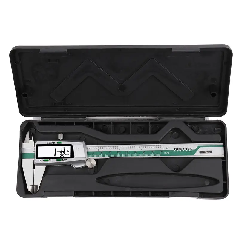 Stainless Steel Digital LCD Display Caliper 150mm Fraction MM Inch 0.01mm Precision LCD Vernier Caliper Measuring Tools With Box