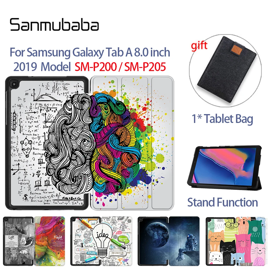 Sanmubaba Tablet Case For Samsung Galaxy Tab A 8 inch With S Pen SM-P200 SM-P205 2019 PU Leather Magnetic Flip Stand Cover Funda