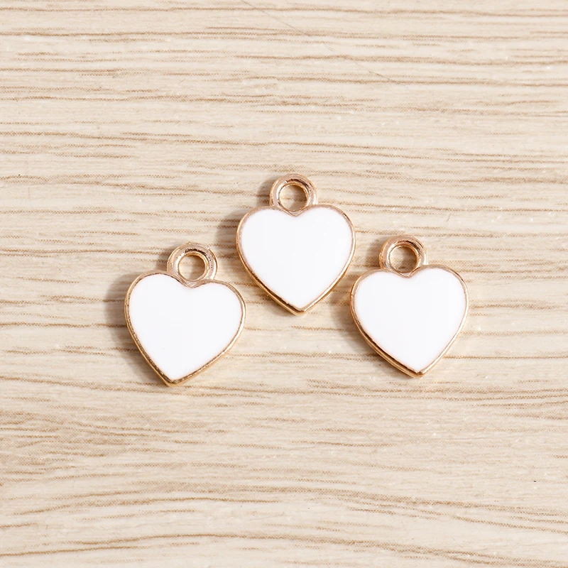 10pcs 10*12mm Enamel Love Heart Charms for Jewelry Making DIY Pendant Necklaces Drop Earrings Bracelets Keychain Jewelry Finding