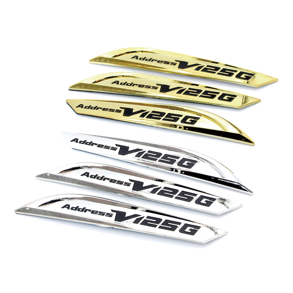 Chrome＆Gold For Suzuki Address V125G Motorcycle 3D Fuel Gas Tank Sticker Emblem Badge Decoration Decals High Quality ABS Plastic