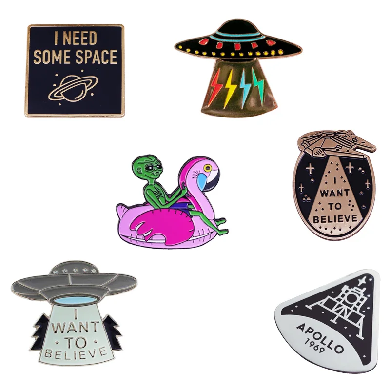 Insignias de extraterrestre y OVNI, Pin de solapa del espacio exterior para Geeks