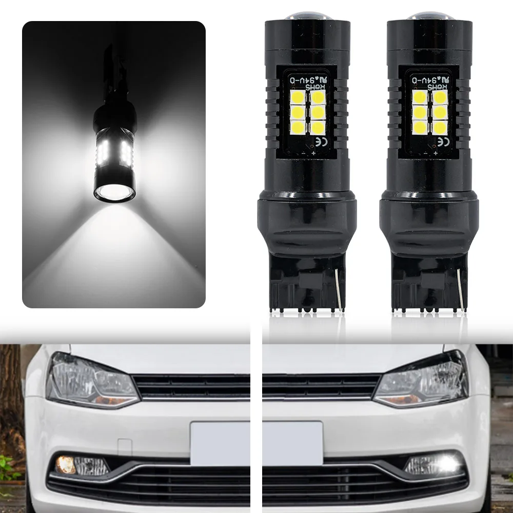 2PCS W21W T20 7440 LED HeadLight Bulb For 2014 2015-2023 VW Polo Mk5 Gti TSI Hatch 6C DRL Daytime Running Light Canbus No Error