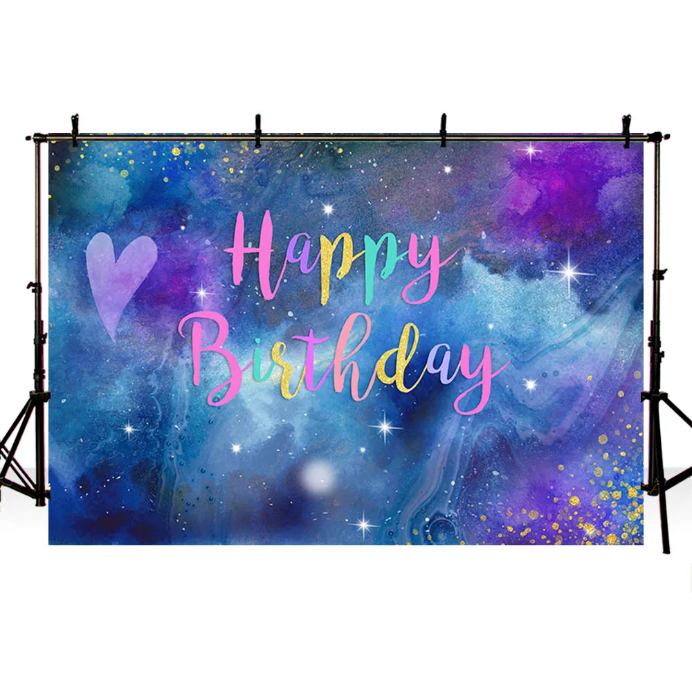 Avezano بنين بنات حفلة عيد ميلاد راية صور خلفية للتصوير سحابة الذهبي الأزرق الأرجواني خلفية فوتوزون الدعائم