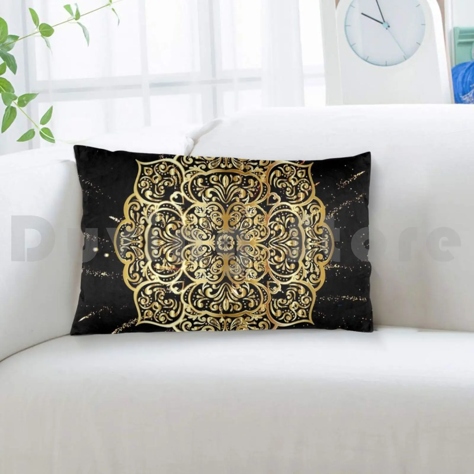 غطاء وسادة ماندالا مزخرف ذهبي رائع يمكنك صنعه بنفسك 50 * 70 ديكور ماندالا ديكور هندسي تجريدي