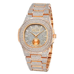 Creative Bling Iced Out Watch Men Crystal Diamond orologi Top Brand Luxury Steel Clock Reloj Hombre Relogio Masculino Montre