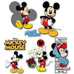 Cartoon animation Mickey art letter pattern Heat Transfer PVC Patch  On Clothes Applique Decor Washable Iron on patches