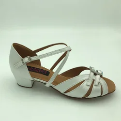 Girls latin dance shoes ballroom salsa shoes white colour 6806W in comfortable insole