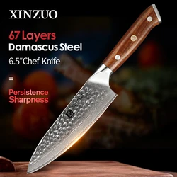 XINZUO-cuchillos de Chef japoneses de acero damasco VG10, utensilio de cocina para cortar verduras, 6,5 pulgadas