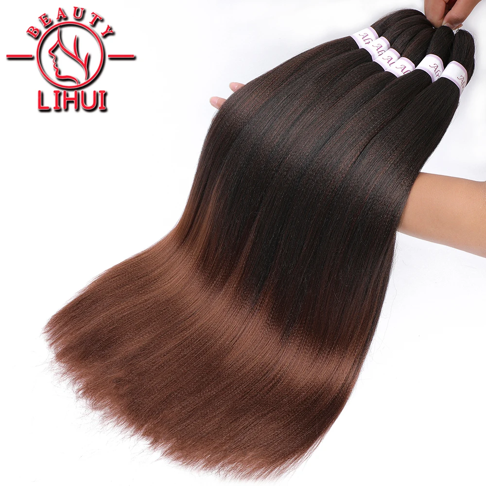 Lihui-extensiones de cabello con trenzas Jumbo fáciles, pelo trenzado preestirado, textura suave Yaki, pelo sintético Afro, conjunto de agua caliente