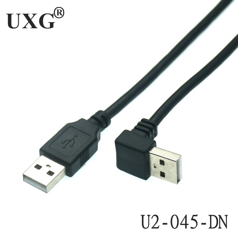 USB 2.0 A Male To USB A Male 90 Degree Left Right Up Down Angle Extension Adapter Charging And Data Cable Cord 25cm 50cm 1m 1.5m